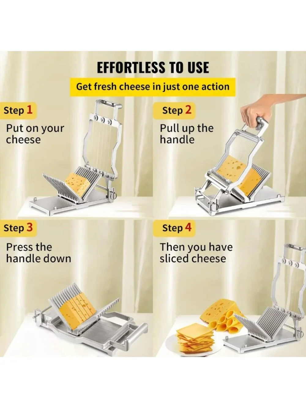 Cheese Slicer & Butter Cutter with Replaceable Wire Blades - Stainless Steel